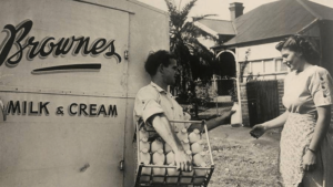 Milk man delivers milk in the 1900's